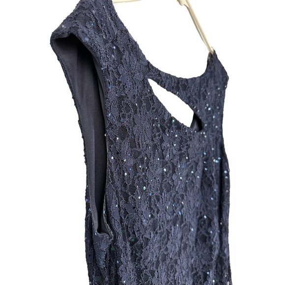 Connected blue sequin full length gown, size 16 - Picture 6 of 10
